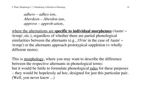 5. Morphology in Relation to Phonology