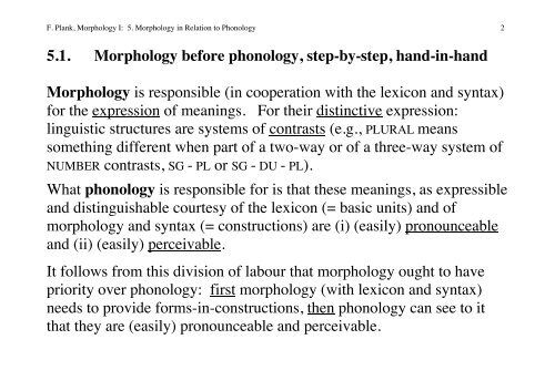 5. Morphology in Relation to Phonology