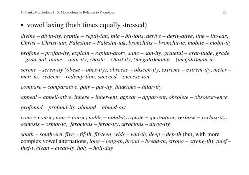 5. Morphology in Relation to Phonology