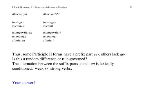 5. Morphology in Relation to Phonology