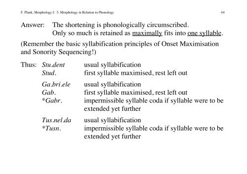 5. Morphology in Relation to Phonology
