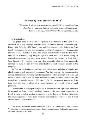 Interacting tonal processes in Susu - Llacan