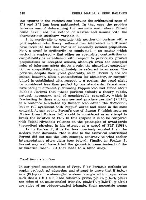 CHEZ FERMAT A.D. 1637' Erkka Maula and Eero Kasanen Abstract ...