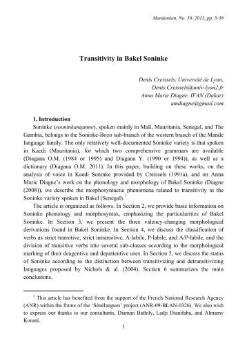 Transitivity in Bakel Soninke - Llacan