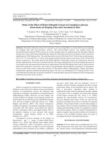 Study of the Effect of Hydro-Ethanolic Extract of ... - Maxwell Science