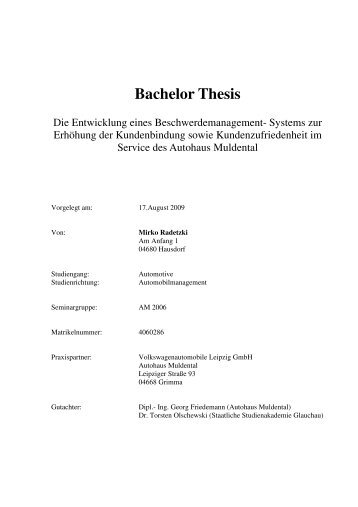 Dissertation bachelors