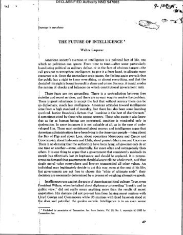 THE FUTURE OF INTELLIGENCE • - National Archives and Records ...