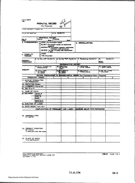 Prenatal Record - National Archives and Records Administration