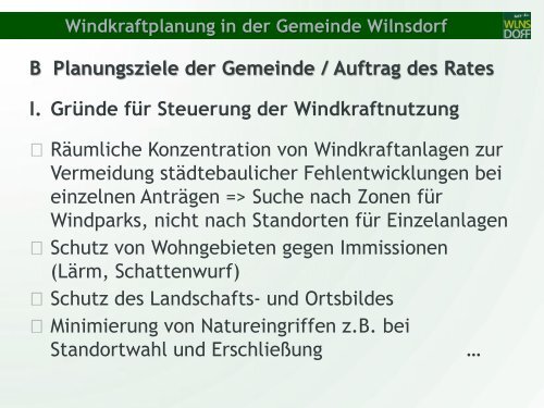 Windkraftplanung in der Gemeinde Wilnsdorf