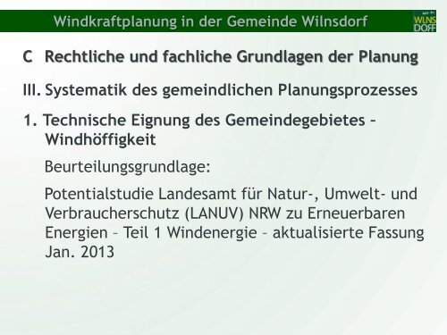 Windkraftplanung in der Gemeinde Wilnsdorf