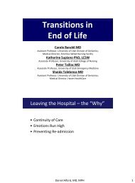 Transitions in End of Life - University of Utah - School of Medicine