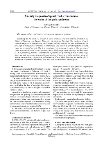 An early diagnosis of spinal cord schwannoma: the value ... - Medicina