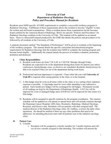 Policy & Procedure Manual - University of Utah - School of Medicine