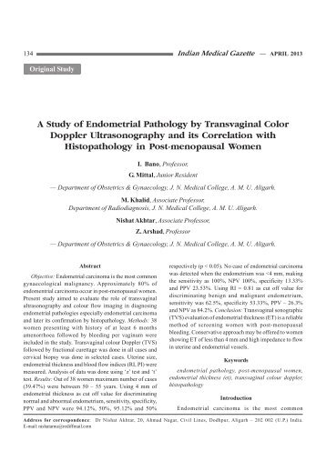 A Study of Endometrial Pathology by Transvaginal Color ... - medIND
