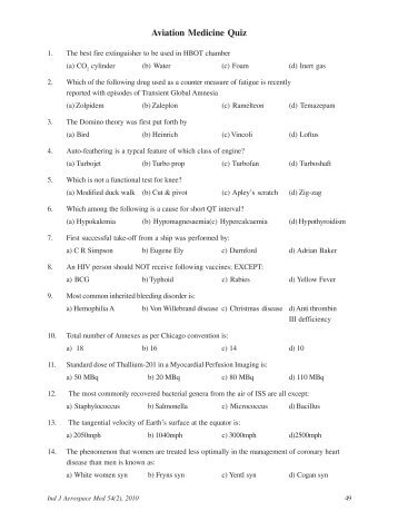 Aviation Medicine Quiz - medIND