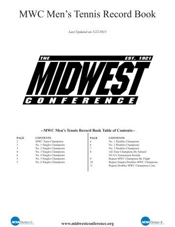 MWC Men's Tennis Record Book - Midwest Conference