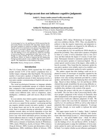 Foreign accent does not influence cognitive ... - MindModeling.org