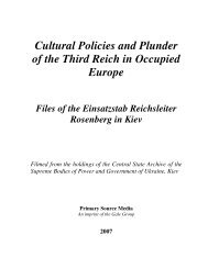 Cultural Policies and Plunder of the Third Reich in Occupied Europe