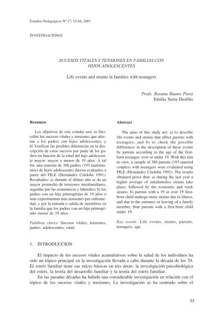 SUCESOS VITALES Y TENSIONES EN FAMILIAS CON HIJOS ...