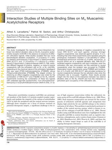 Interaction Studies of Multiple Binding Sites on M4 Muscarinic ...