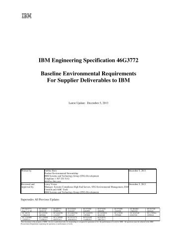 IBM Engineering Specification 46G3772 Baseline Environmental ...