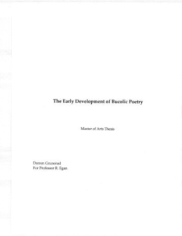 The Early Development of Bucolic Poetry - MSpace - University of ...