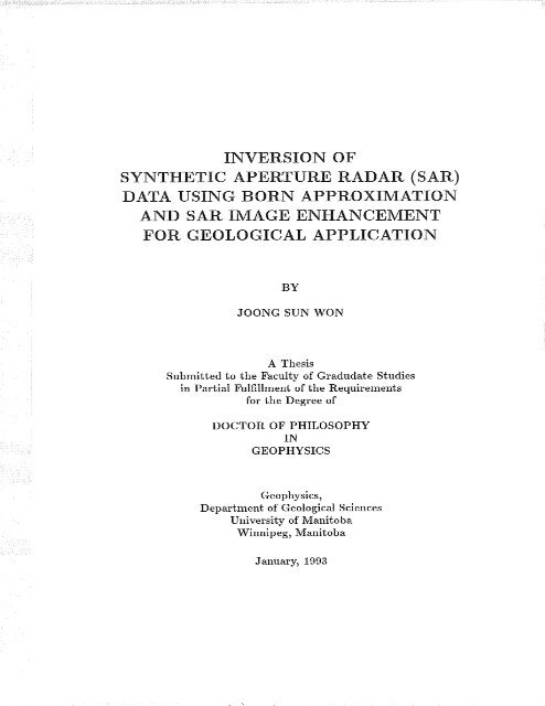 INVERSION OF SYNTHETIC APERTUR,E R,ADAR (SAR) - MSpace ...