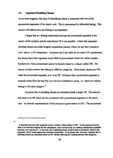 Adverbial and Argument-Doubling Clauses in Cree - MSpace