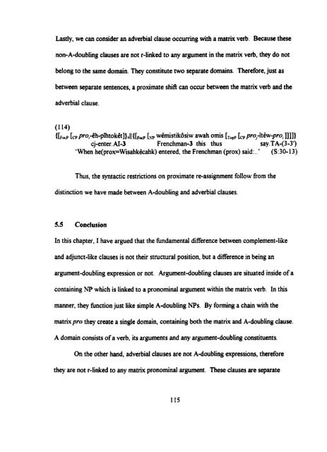 Adverbial and Argument-Doubling Clauses in Cree - MSpace