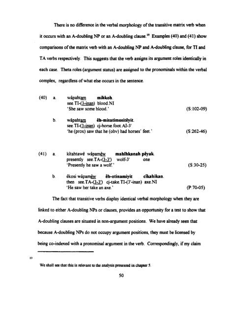 Adverbial and Argument-Doubling Clauses in Cree - MSpace