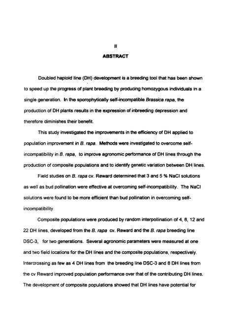 The Application of Ooubled Haploid Plants to Population ... - MSpace