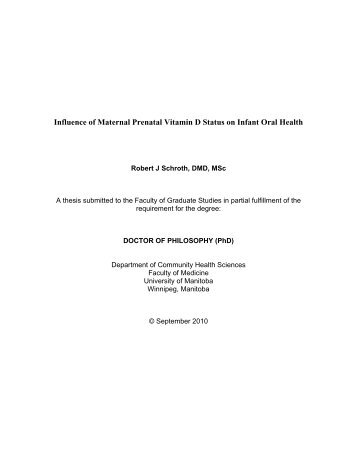 Influence of Maternal Prenatal Vitamin D Status on Infant Oral Health