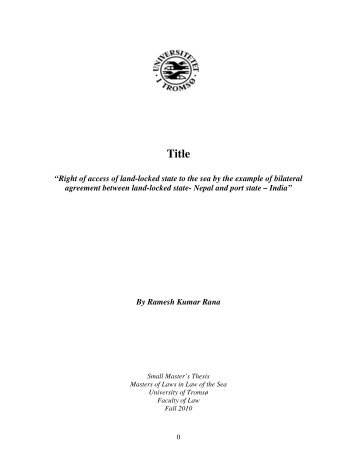“Right of access of land-locked state to the sea by the ... - Munin