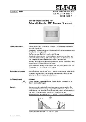 Automatik-Schalter 180° Art. Nr. 3180, 3180-1 3280, 3280-1 ...