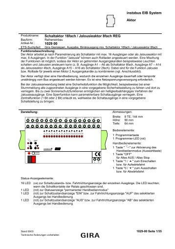 instabus EIB System Aktor Schaltaktor 16fach / Jalousieaktor 8fach ...