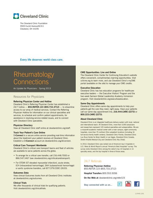 Rheumatology Connections - Cleveland Clinic