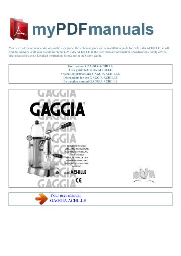 User manual GAGGIA ACHILLE - MY PDF MANUALS