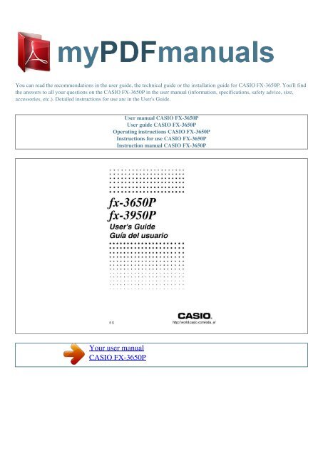 User manual CASIO FX-3650P - MY PDF MANUALS