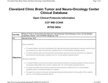 Cleveland Clinic Brain Tumor and Neuro-Oncology Center Clinical ...