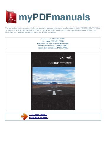 User manual GARMIN G900X - MY PDF MANUALS