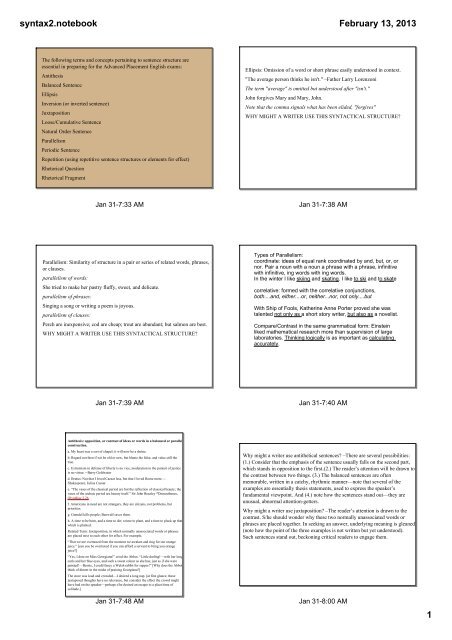 Syntax Notes