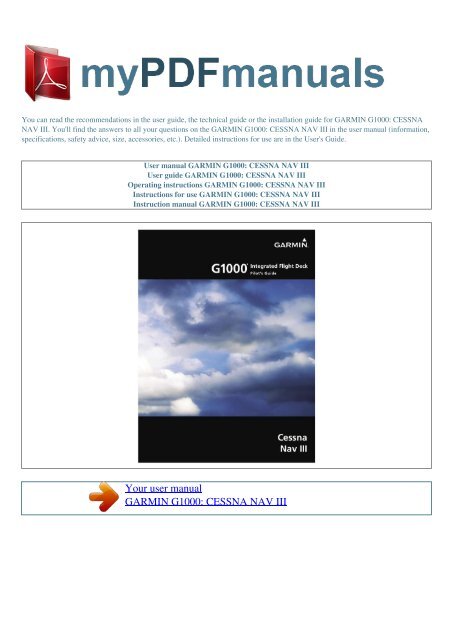 User manual GARMIN G1000: CESSNA NAV - PDF MANUALS
