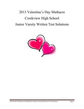 Mathacre JV Written 2013 Solutions - Cherokee County Schools
