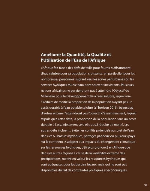 Améliorer la Quantité, la Qualité et l'Utilisation de l'Eau de l'Afrique