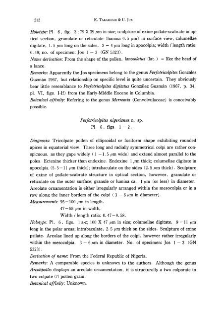 Palynology of Middle Tertiary lacustrine deposits