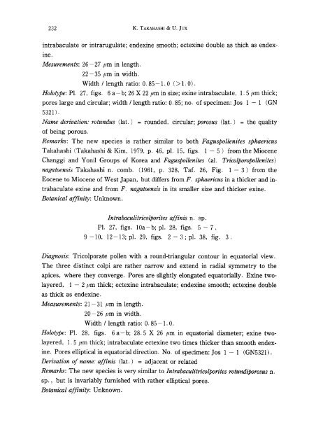 Palynology of Middle Tertiary lacustrine deposits