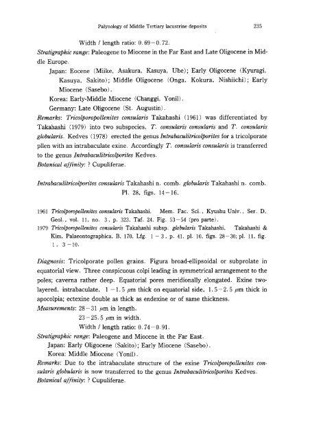 Palynology of Middle Tertiary lacustrine deposits