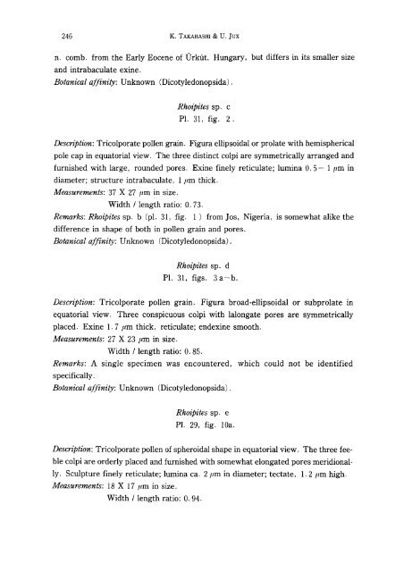 Palynology of Middle Tertiary lacustrine deposits