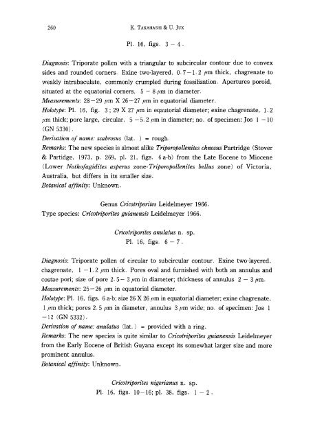 Palynology of Middle Tertiary lacustrine deposits