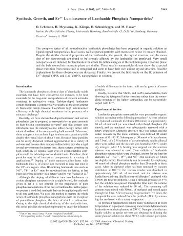 Synthesis, Growth, and Er3+ Luminescence of Lanthanide ...